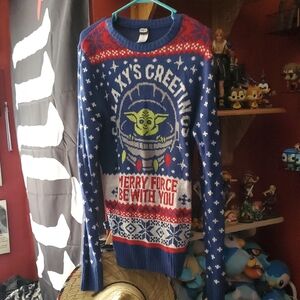 Disney Star Wars Baby Yoda Galaxy's Greetings Christmas Sweater